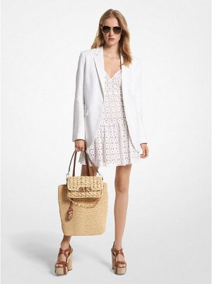 Blazers Michael Kors Linen Blend Boyfriend Mujer Blancas | 19065GQUB