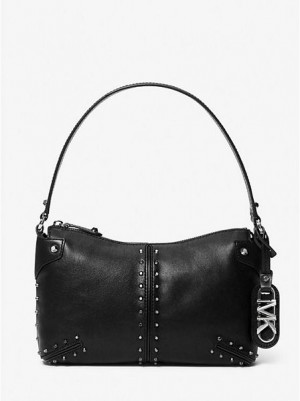 Bolsa De Hombro Michael Kors Astor Large Studded Cuero Mujer Negras | 86493AEIR