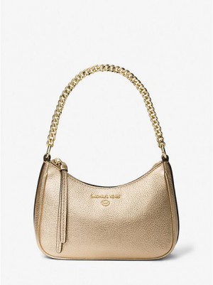 Bolsa De Hombro Michael Kors Jet Set Charm Small Metallic Pebbled Cuero Mujer Doradas | 21746YLMN