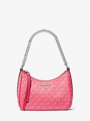 Bolsa De Hombro Michael Kors Jet Set Charm Small Logo Mujer Rosas | 30795ZWEX