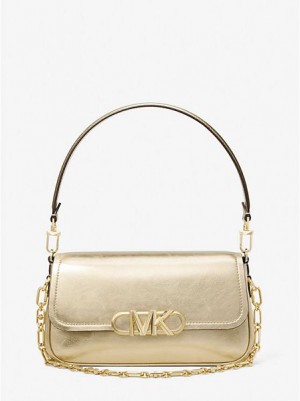 Bolsa De Hombro Michael Kors Parker Medium Metallic Cuero Mujer Doradas | 92058HIAD