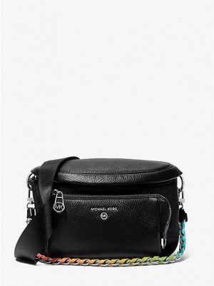 Bolsa De Hombro Michael Kors Pride Slater Medium Pebbled Cuero Mujer Negras | 82039ZUWV