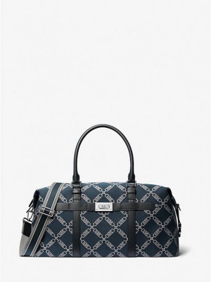 Bolso De Equipaje Michael Kors Varick Empire Logo Jacquard Mujer Azul Marino | 75021DFBS