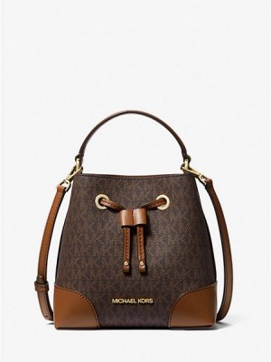 Bolso Saco Michael Kors Mercer Small Logo Mujer Marrones | 96012GQZO