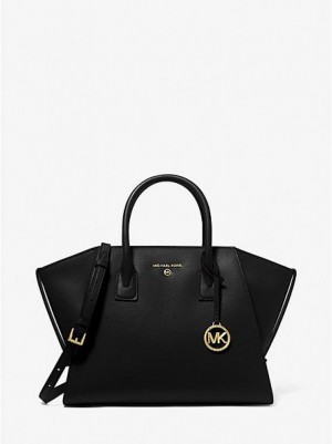 Bolso Satchel Michael Kors Avril Large Cuero Mujer Negras | 48327KWPD