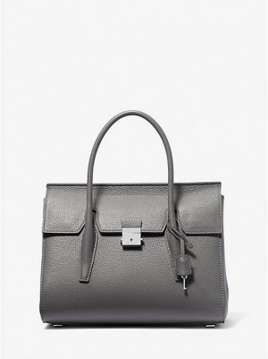 Bolso Satchel Michael Kors Campbell Medium Pebbled Cuero Mujer Gris | 13726NFWJ