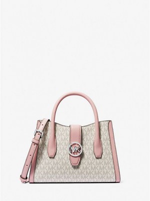 Bolso Satchel Michael Kors Gabby Small Logo Mujer Blancas Rosas | 93518HDNT