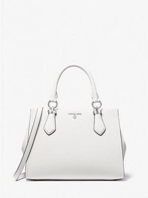 Bolso Satchel Michael Kors Marilyn Medium Saffiano Cuero Mujer Blancas | 58604ERZT