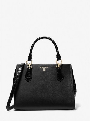 Bolso Satchel Michael Kors Marilyn Medium Saffiano Cuero Mujer Negras | 80346OXUQ