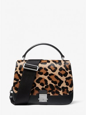 Bolso Satchel Michael Kors Mia Leopard Calf Hair Shoulder Mujer Negras Marrones | 58417FLRM