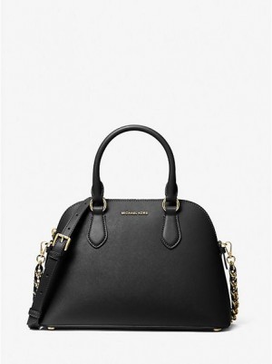 Bolso Satchel Michael Kors Veronica Medium Saffiano Cuero Dome Mujer Negras | 29374MNHD