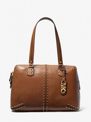 Bolso Tote Michael Kors Astor Large Studded Cuero Mujer Marrones | 31508CSOJ