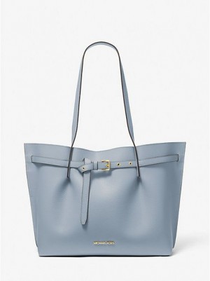 Bolso Tote Michael Kors Emilia Large Pebbled Cuero Mujer Azules | 48263ILUQ