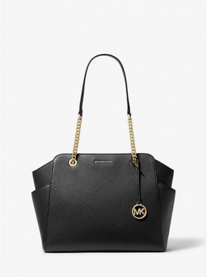 Bolso Tote Michael Kors Jacquelyn Medium Pebbled Cuero Mujer Negras | 28053DKQI