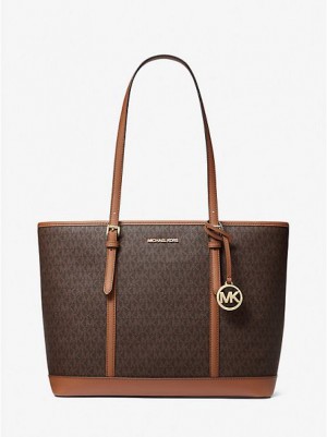 Bolso Tote Michael Kors Jet Set Travel Large Logo Mujer Marrones | 97265PAHF