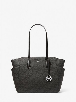 Bolso Tote Michael Kors Marilyn Medium Logo Mujer Negras | 67328EPGW