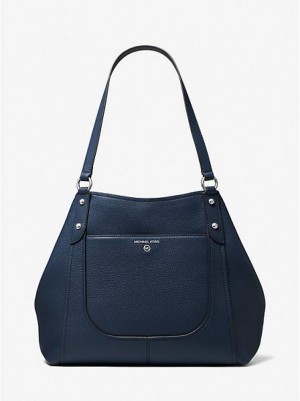 Bolso Tote Michael Kors Molly Large Pebbled Cuero Mujer Azul Marino | 26901ZVBD