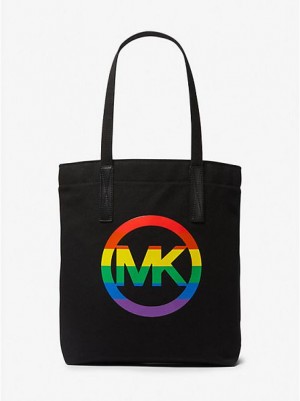 Bolso Tote Michael Kors Pride Rainbow Logo Algodon Mujer Negras | 28756RQOU