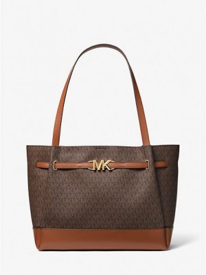 Bolso Tote Michael Kors Reed Large Logo Mujer Marrones | 32594HILR