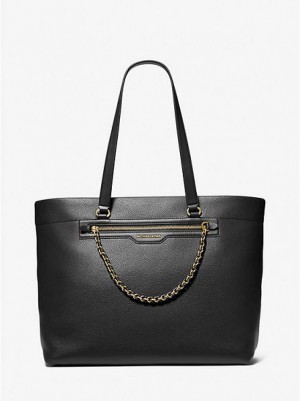 Bolso Tote Michael Kors Slater Large Pebbled Cuero Mujer Negras | 38251SUIP