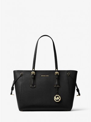 Bolso Tote Michael Kors Voyager Medium Crossgrain Cuero Mujer Negras | 27098LCDK