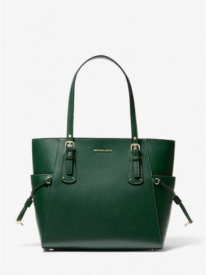 Bolso Tote Michael Kors Voyager Small Crossgrain Cuero Mujer Verde | 48612REMC