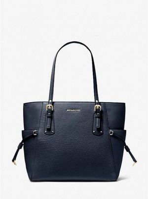 Bolso Tote Michael Kors Voyager Small Pebbled Cuero Mujer Azul Marino | 34105ROGW