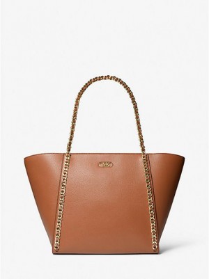 Bolso Tote Michael Kors Westley Large Pebbled Cuero Chain-link Mujer Marrones | 79281XDGH