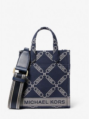 Bolsos Cruzados Michael Kors Gigi Extra-small Empire Logo Jacquard Mujer Azul Marino Multicolor | 63594IFJA