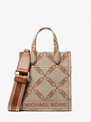 Bolsos Cruzados Michael Kors Gigi Extra-small Empire Logo Jacquard Mujer Beige | 86097VIQZ