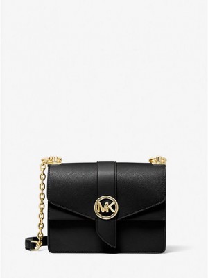 Bolsos Cruzados Michael Kors Greenwich Small Saffiano Cuero Mujer Negras | 74069CNGS