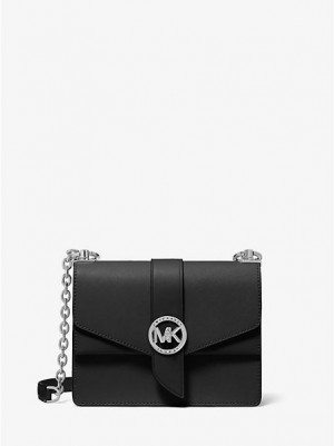 Bolsos Cruzados Michael Kors Greenwich Small Saffiano Cuero Mujer Negras | 05897DFXZ