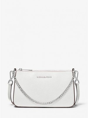 Bolsos Cruzados Michael Kors Jet Set Medium Saffiano Cuero Mujer Blancas | 01243ESAP