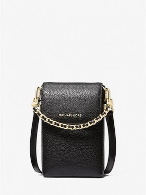 Bolsos Cruzados Michael Kors Jet Set Small Pebbled Cuero Chain-link Smartphone Mujer Negras | 84325YBMX