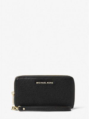 Carteras Michael Kors Large Pebbled Cuero Smartphone Mujer Negras | 26381ZWEY