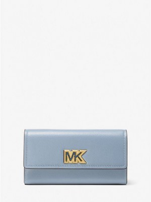 Carteras Michael Kors Mimi Large Saffiano Cuero Bi-fold Mujer Azules | 71605IJAM