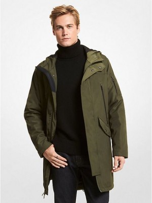 Chaquetas Michael Kors Agua Resistant Encapuchado Hombre Verde Menta Verde | 64571KANT