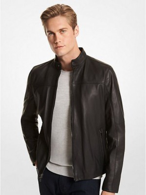 Chaquetas Michael Kors Cuero Racer Hombre Negras | 51904RCTM