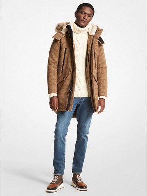 Chaquetas Michael Kors Tattersall Woven Parka Hombre Kaki | 31740YBOT