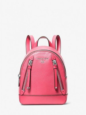 Mochila Michael Kors Brooklyn Extra-small Pebbled Cuero Mujer Rosas | 91563BVYC