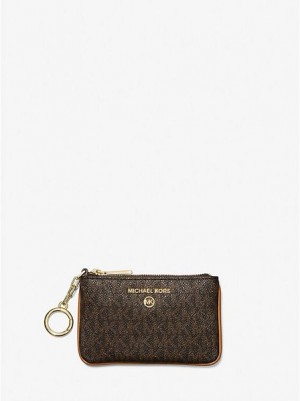 Porta Tarjetas Michael Kors Extra-small Logo With Key Ring Mujer Marrones | 02613GXCF