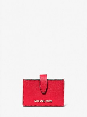 Porta Tarjetas Michael Kors Jet Set Travel Medium Saffiano Cuero Accordion Mujer Rojas | 76504MCPB