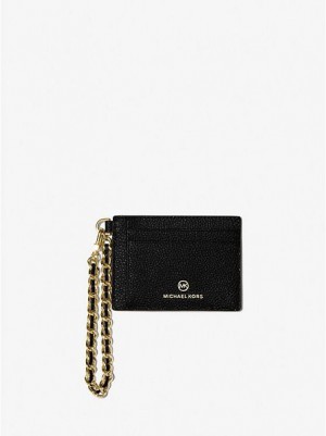 Porta Tarjetas Michael Kors Small Pebbled Cuero Chain Mujer Negras | 19625MEFB