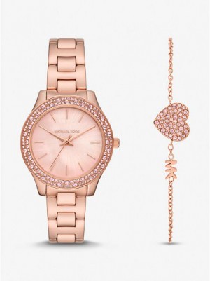 Relojes Michael Kors Liliane Pave Mujer Rosas Doradas | 56921HQYD