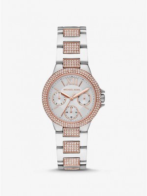 Relojes Michael Kors Mini Camille Pave Mujer Plateadas Rosas | 51794AQVP