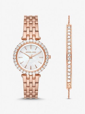 Relojes Michael Kors Mini Darci Pave Mujer Rosas Doradas | 72518TCZP