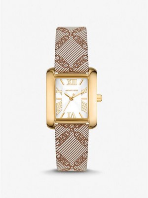 Relojes Michael Kors Mini Emery And Empire Logo Jacquard Mujer Doradas | 85910GEWV