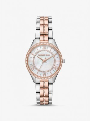 Relojes Michael Kors Mini Lauryn Pave Mujer Plateadas Rosas | 92546LGPS