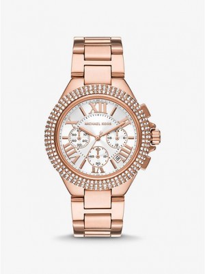 Relojes Michael Kors Oversized Camille Pave Mujer Rosas Doradas | 24357ZSYX