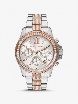 Relojes Michael Kors Oversized Everest Pave Mujer Plateadas Rosas | 74953AHKG